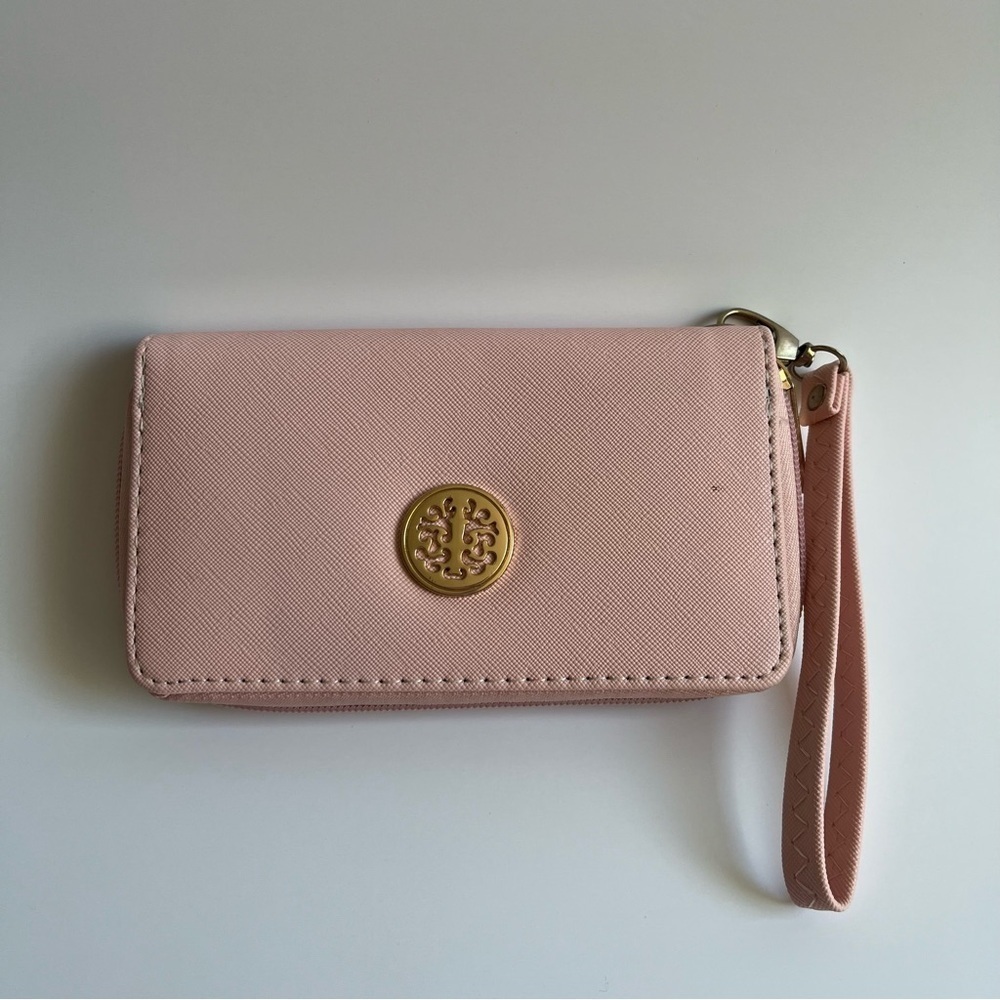 No Brand- Light Pink Medium Wallet with Wrist Strap and Gold detail